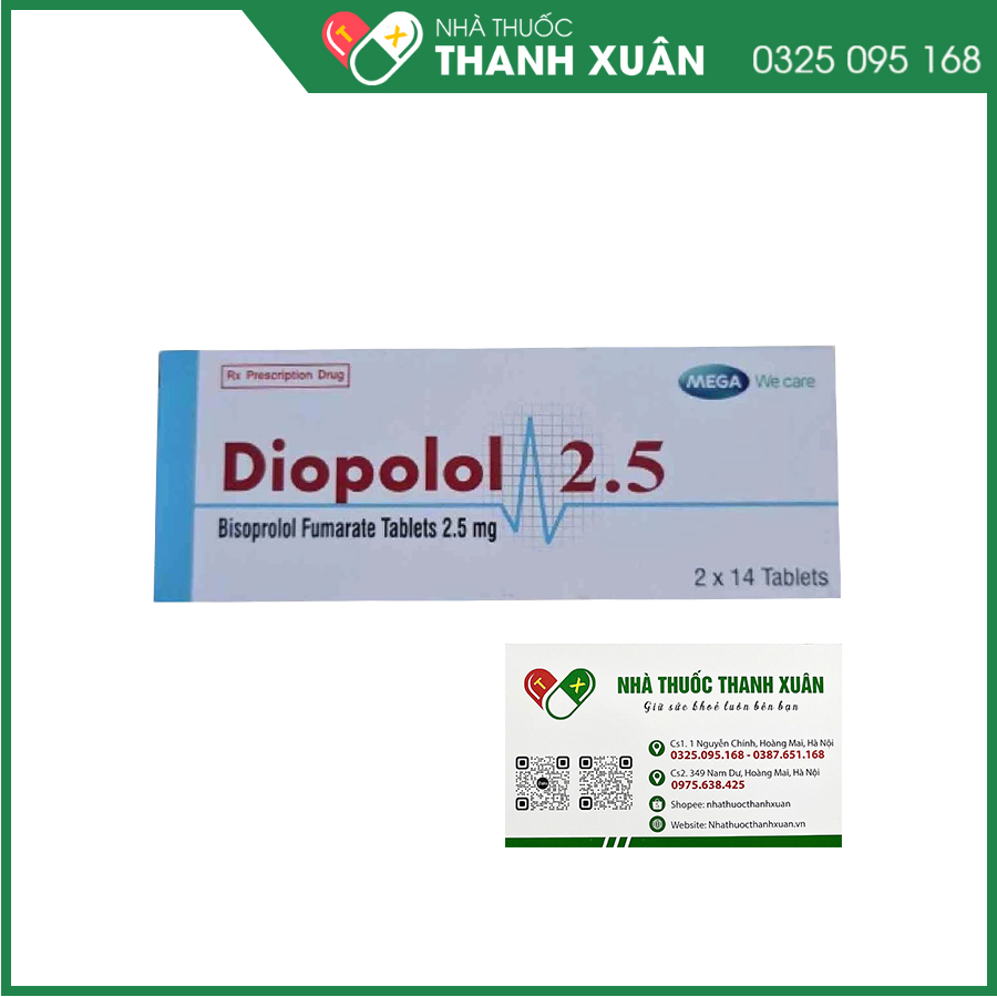 DIOPOLOL 2.5 thuốc điều trị tăng huyết áp, đau thắt ngực